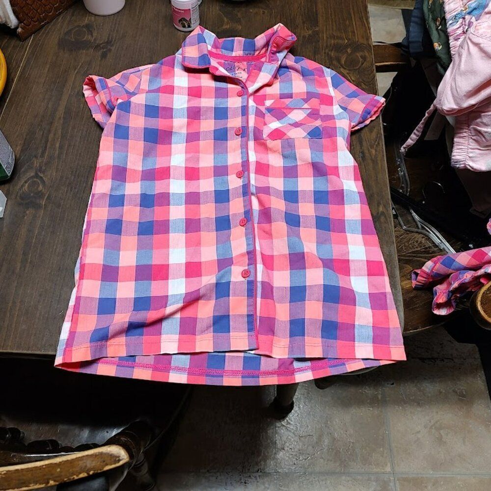 Cat & Jack Purple Pink Plaid Short Outfit Size Girl's 10/12